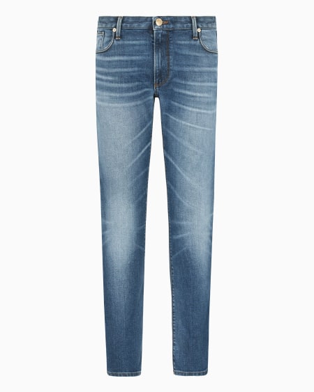 Armani Vaqueros J06 slim fit en denim lavado con líneas de efecto usado Precios de Black Friday