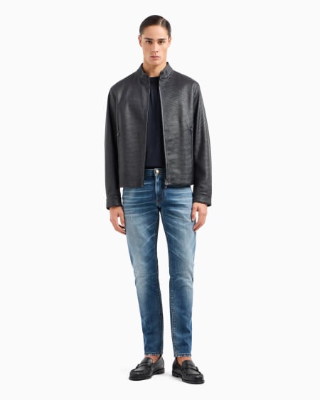 Armani Vaqueros J06 slim fit en denim lavado con líneas de efecto usado Precios de Black Friday