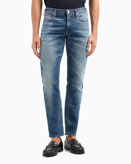 Armani Vaqueros J06 slim fit en denim lavado con líneas de efecto usado Precios de Black Friday