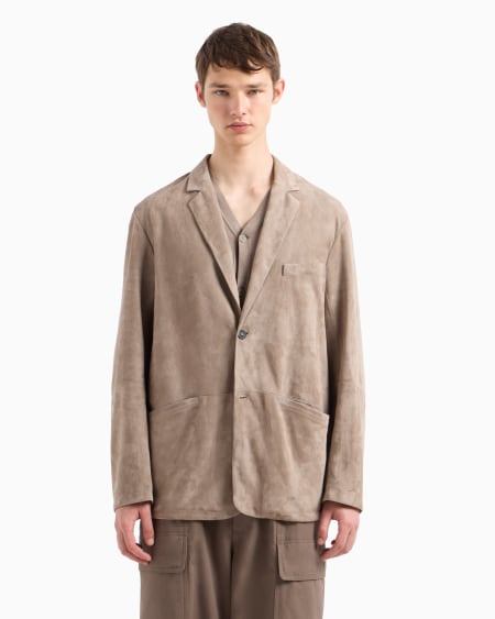 Armani Chaqueta de abotonadura sencilla en ante de cabra Descuentos del mes