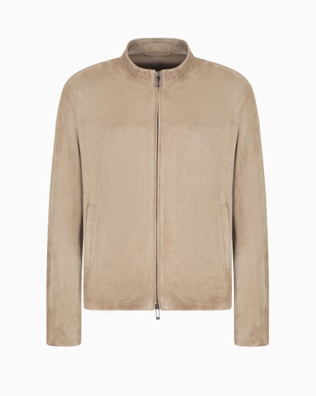 Armani Chaqueta de ante de cabra con cremallera completa Ofertas de temporada