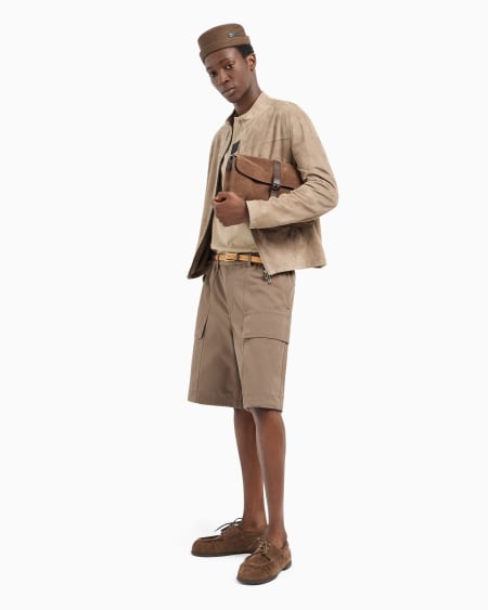 Armani Chaqueta de ante de cabra con cremallera completa Ofertas de temporada