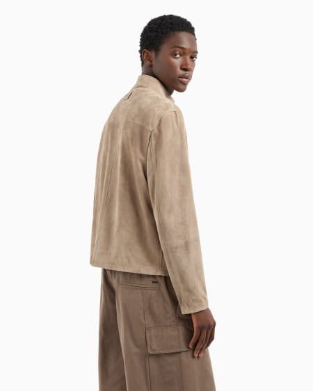 Armani Chaqueta de ante de cabra con cremallera completa Ofertas de temporada
