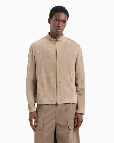 Armani Chaqueta de ante de cabra con cremallera completa Ofertas de temporada