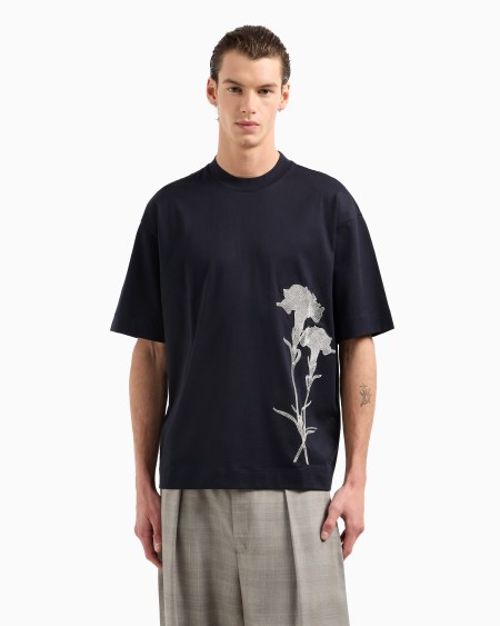 Armani Camiseta ancha de punto con bordado de rayas efecto degradado Rebajas de fin de temporada