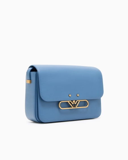 Armani Bolso de hombro de piel lisa con logotipo de águila de metal Precio ultrabajo
