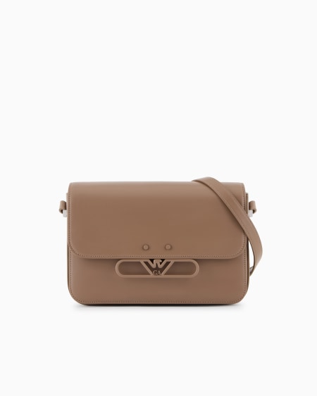 Armani Bolso de hombro de piel lisa con logotipo de águila de metal Outlet