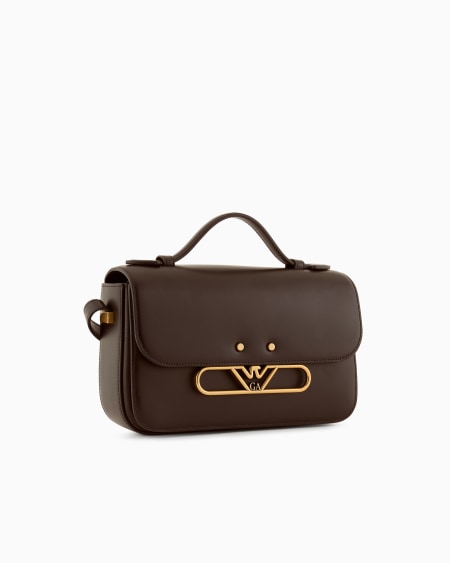 Armani Bolso bandolera de piel lisa con logotipo de águila de metal Outlet online
