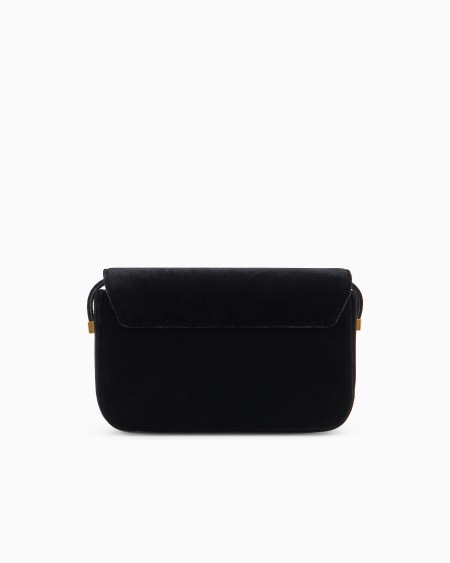 Armani Bolso bandolera de terciopelo con logotipo de águila de metal Ofertas