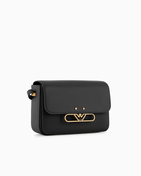Armani Bolso de hombro de piel lisa con logotipo de águila de metal Venta caliente