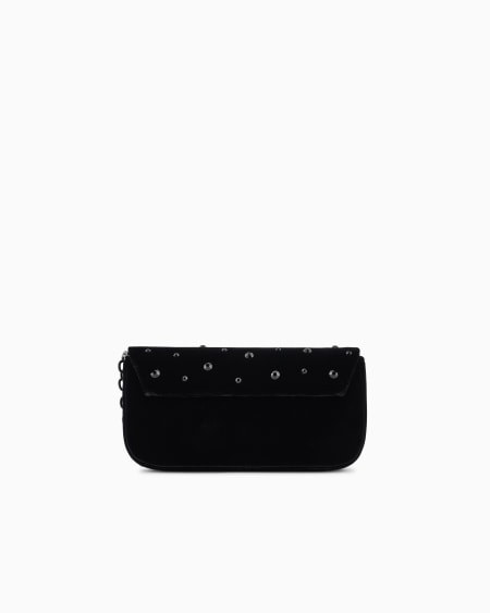 Armani Minibolso bandolera de terciopelo con strass y logotipo de águila de metal Rebajas de fábrica