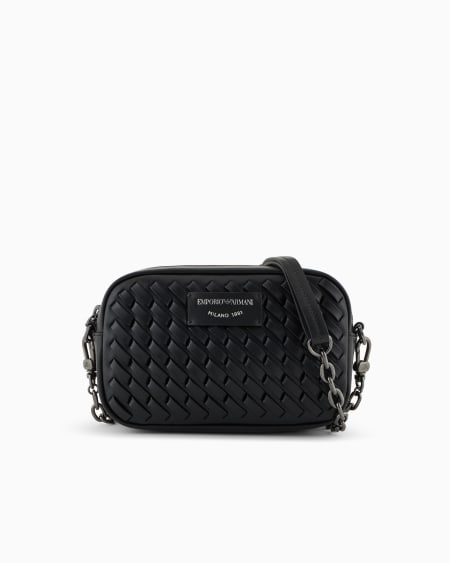 Armani Funda para cámara de piel trenzada con bandolera de cadena Descuento