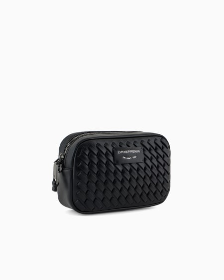 Armani Funda para cámara de piel trenzada con bandolera de cadena Descuento