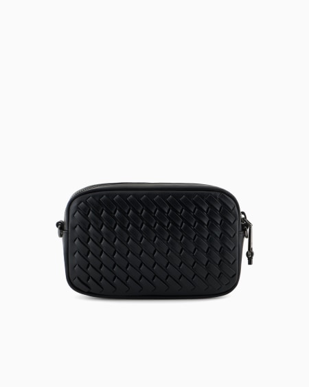 Armani Funda para cámara de piel trenzada con bandolera de cadena Descuento