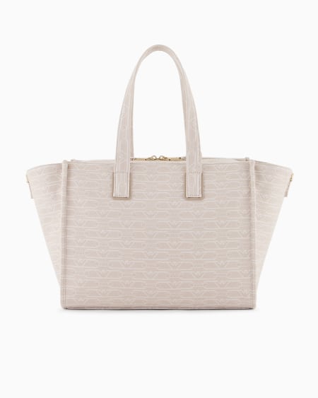 Armani Bolso shopper mediano en lona de tejido jacquard con monograma integral Oferta especial