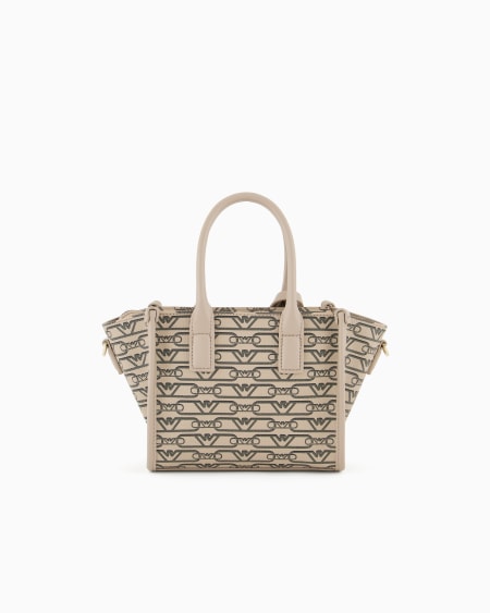 Armani Bolso shopper pequeño con estampado integral de monograma Envío gratis