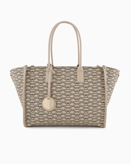 Armani Bolso shopper mediano con estampado integral de monograma Últimos 3 días