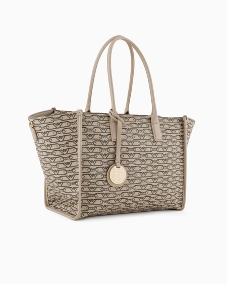 Armani Bolso shopper mediano con estampado integral de monograma Últimos 3 días