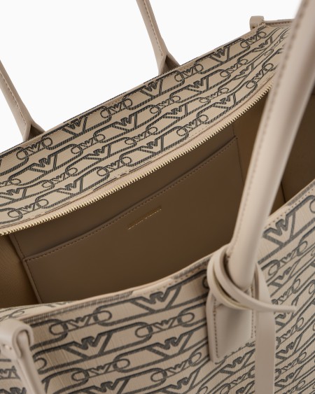 Armani Bolso shopper mediano con estampado integral de monograma Últimos 3 días