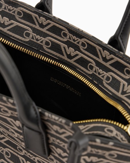 Armani Bolso shopper pequeño con estampado integral de monograma COMPRAR AHORA