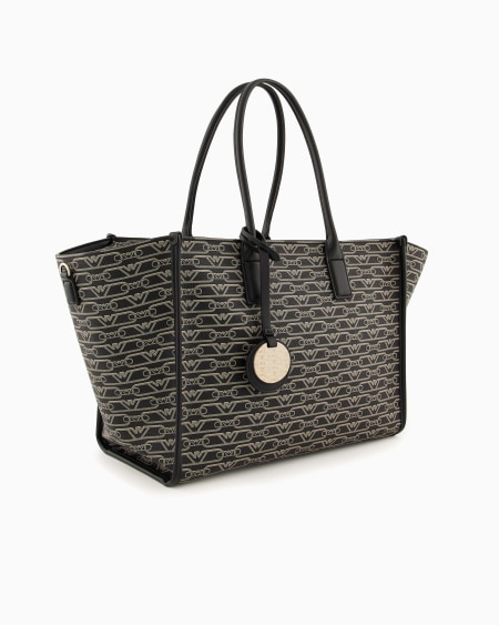 Armani Bolso shopper mediano con estampado integral de monograma Últimos 2 días