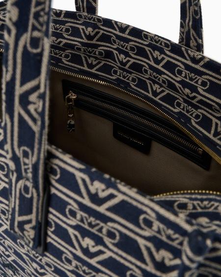 Armani Bolso shopper mediano en lona de tejido jacquard con monograma integral Oferta especial de fábrica