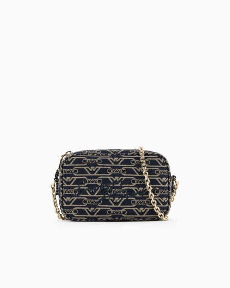 Armani Funda para cámara en lona de tejido jacquard con monograma integral y correa de cadena Solo queda un día