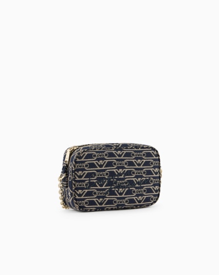 Armani Funda para cámara en lona de tejido jacquard con monograma integral y correa de cadena Solo queda un día