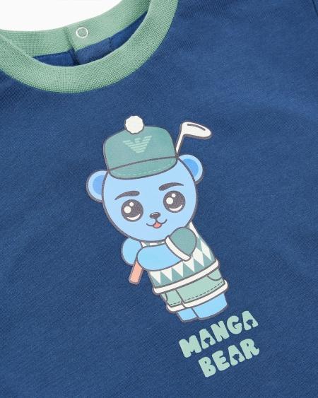 Armani Camiseta de punto orgánico con estampado Manga Bear Crew ASV Grandes descuentos