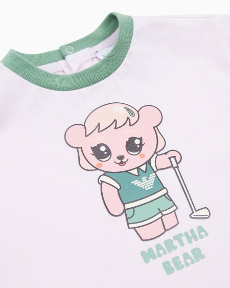 Armani Camiseta de punto orgánico con estampado Manga Bear Crew ASV Liquidación