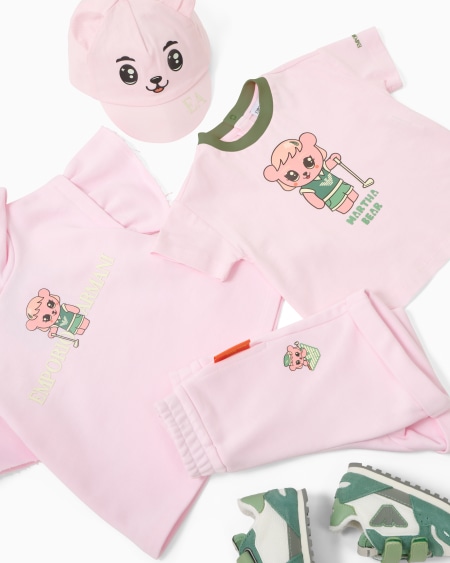Armani Camiseta de punto orgánico con estampado Manga Bear Crew ASV Liquidación