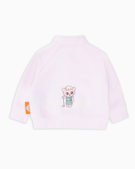Armani Sudadera tipo cárdigan de punto orgánico con estampado Manga Bear Crew ASV Tienda de fábrica