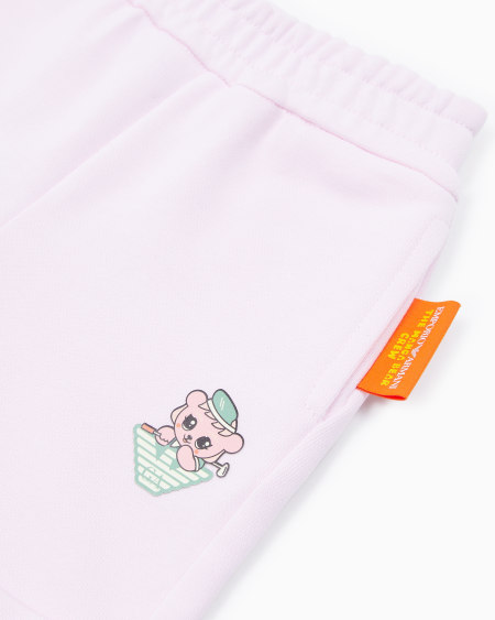Armani Pantalones cortos de punto orgánico con estampado Manga Bear Crew ASV Limitado a 3 días