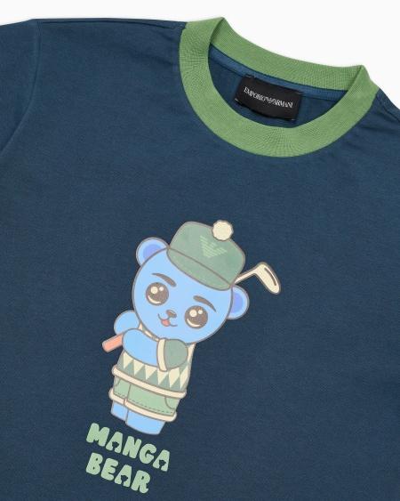 Armani Camiseta de punto orgánico con estampado Manga Bear Crew ASV Precios de Black Friday