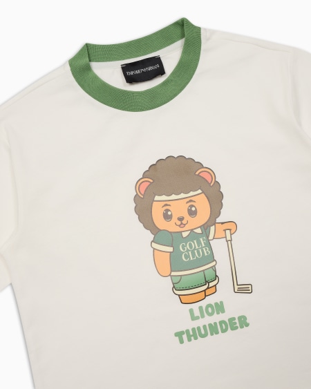 Armani Camiseta de punto orgánico con estampado Manga Bear Crew ASV Libre de impuestos