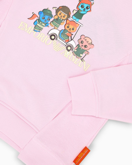 Armani Sudadera de punto orgánico con estampado Manga Bear Crew ASV Oferta exclusiva
