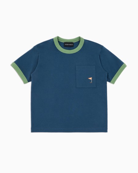 Armani Camiseta de punto orgánico con maxiestampado en la espalda Manga Bear Crew ASV Ofertas de temporada