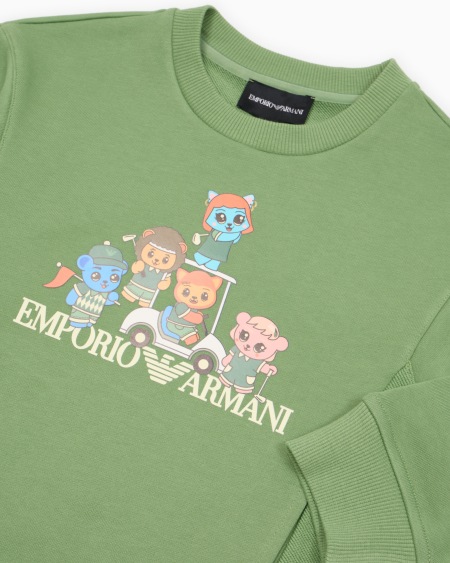 Armani Sudadera de punto orgánico con estampado Manga Bear Crew ASV Ofertas especiales