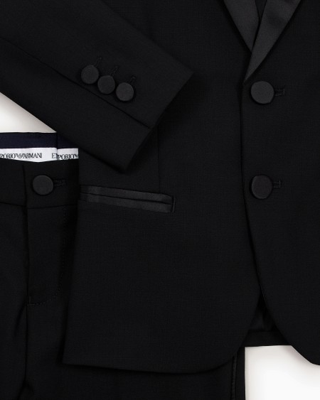 Armani Traje esmoquin de abotonadura sencilla de lana fría con detalles de satén Ofertas