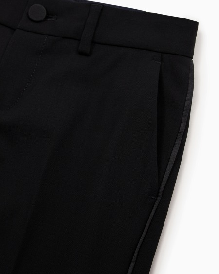 Armani Traje esmoquin de abotonadura sencilla de lana fría con detalles de satén Ofertas