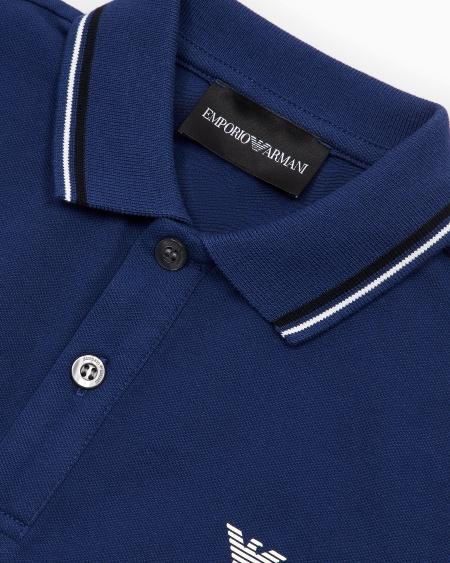 Armani Polo de piqué elástico con bordes a rayas Descuento