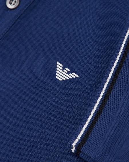 Armani Polo de piqué elástico con bordes a rayas Descuento