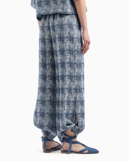Armani Pantalones en gasa de lino con motivo de cuadros Mejor oferta