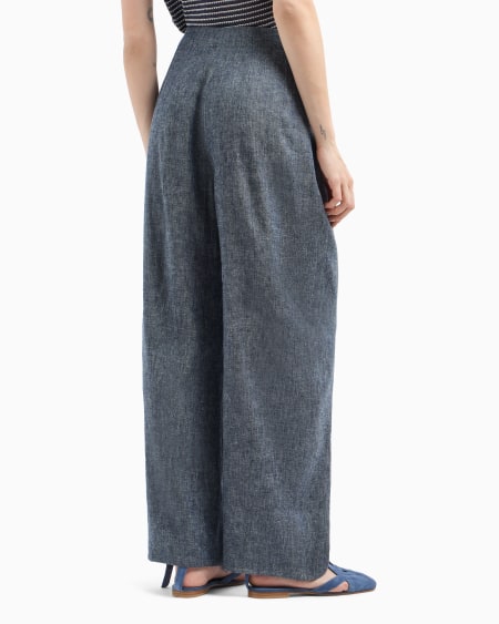 Armani Pantalones con pinzas de cambray de mezcla de lino Oferta especial