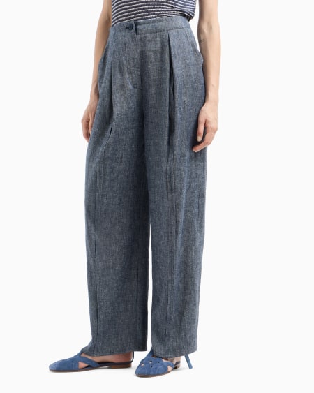 Armani Pantalones con pinzas de cambray de mezcla de lino Oferta especial
