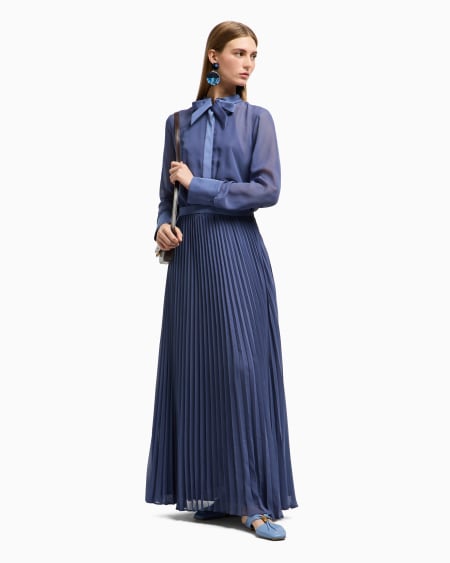 Armani Vestido largo efecto dos piezas de georgette técnico Precio de fábrica