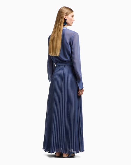 Armani Vestido largo efecto dos piezas de georgette técnico Precio de fábrica