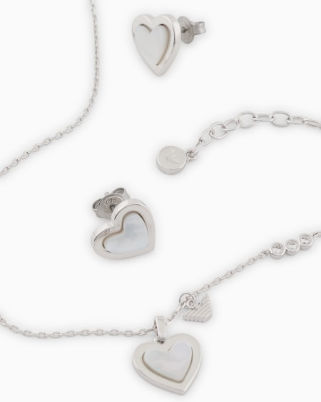 Armani Conjunto de colgante y pendientes en latón color plata Promoción por tiempo limitado