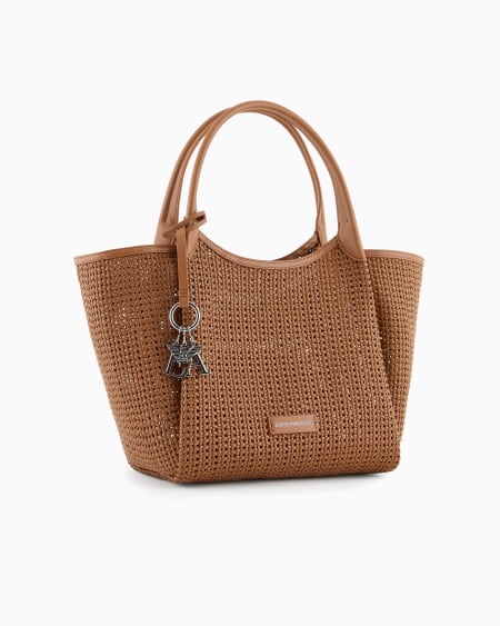 Armani Bolso shopper trenzado con colgante de logotipo Superdescuento