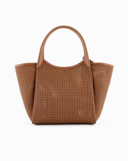 Armani Bolso shopper trenzado con colgante de logotipo Superdescuento